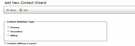 Contact Relation Type screen