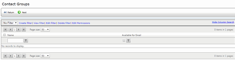 Contact Groups page